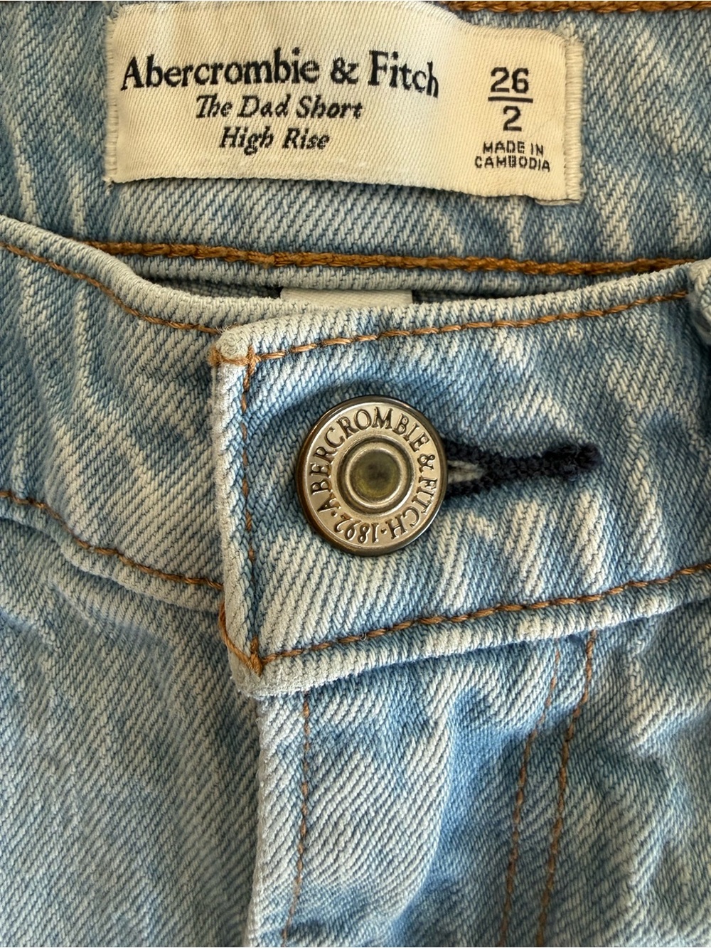 Abercrombie & Fitch High Rise Dad Shorts Light Wash Denim 2/26 Curve Love - Picture 7 of 11